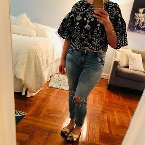 NWT ZARA Floral Embroidered Top